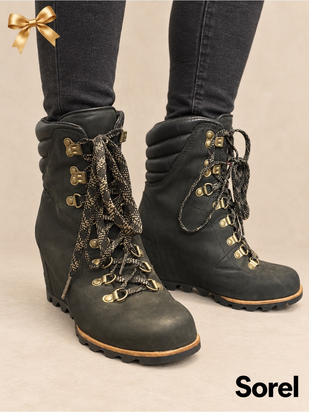 Sorel Conquest Waterproof Nubuck Hidden Wedge Boots Size 8